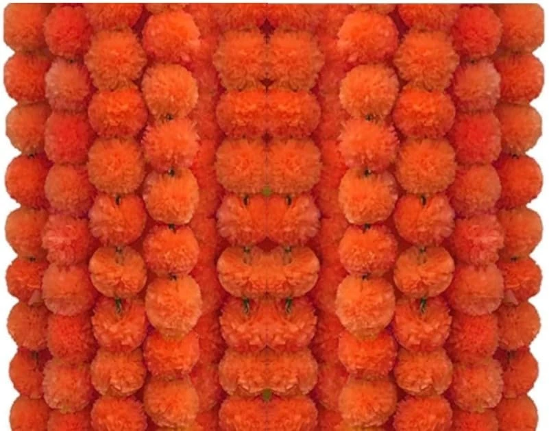 TIED RIBBONS Pack of 5 Wall Door Hanging Artificial Marigold Flowers String Garl
