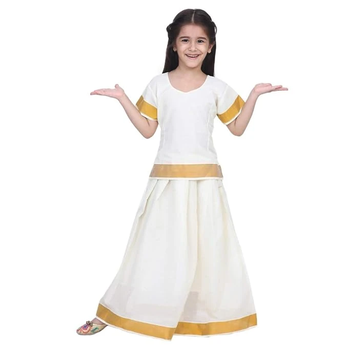 BownBee Girls Paper Silk Pavda Pattu Lehenga Choli South Indian Traditional Ethn