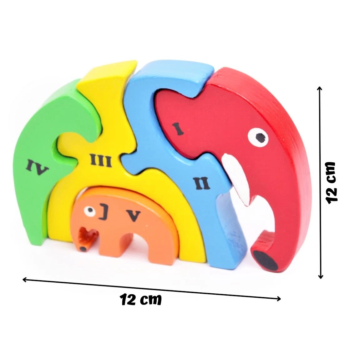 OpaToys Wooden Elephant Family Puzzle – Montessori Educational Toy for Kids | An