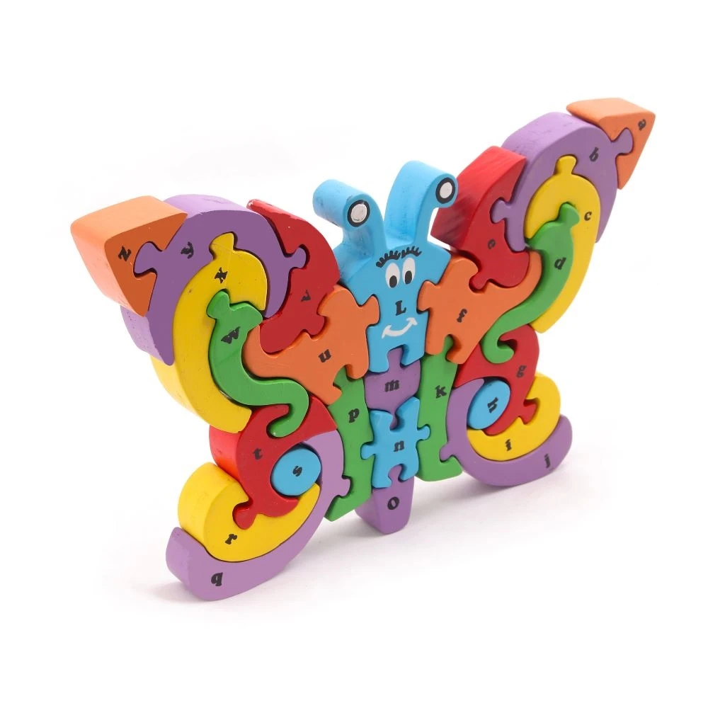 OpaToys Wooden Butterfly A to Z Puzzle – 26 Pieces Alphabet Learning Toy for Kid