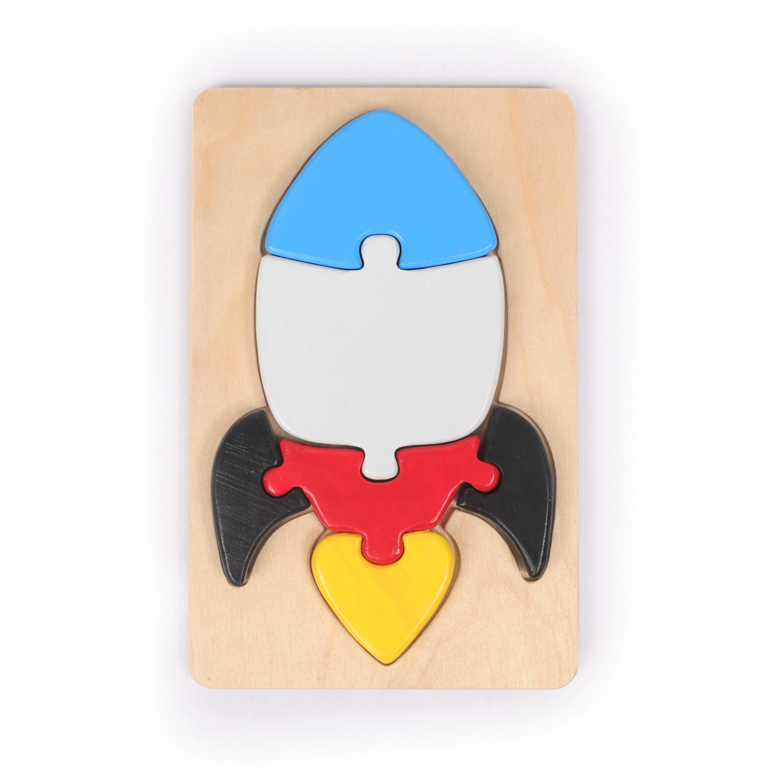 Montessori Wooden 3D Rocket Puzzle for Toddlers | 6-Piece Jigsaw Learning Toy fo
