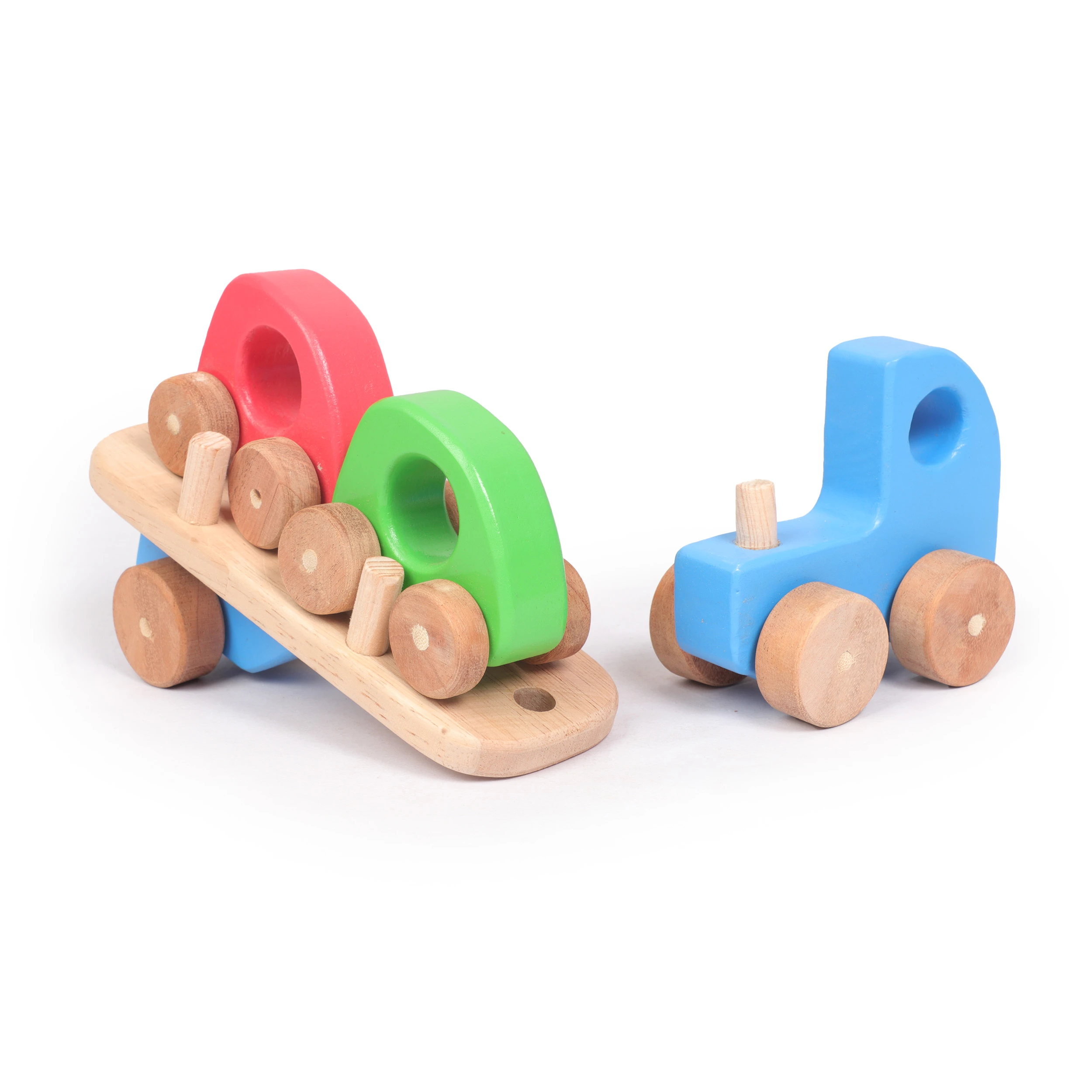 Opa Toys Wooden Transporter Baby Car & Trailer – Wooden Carrier Truck Toy Set fo