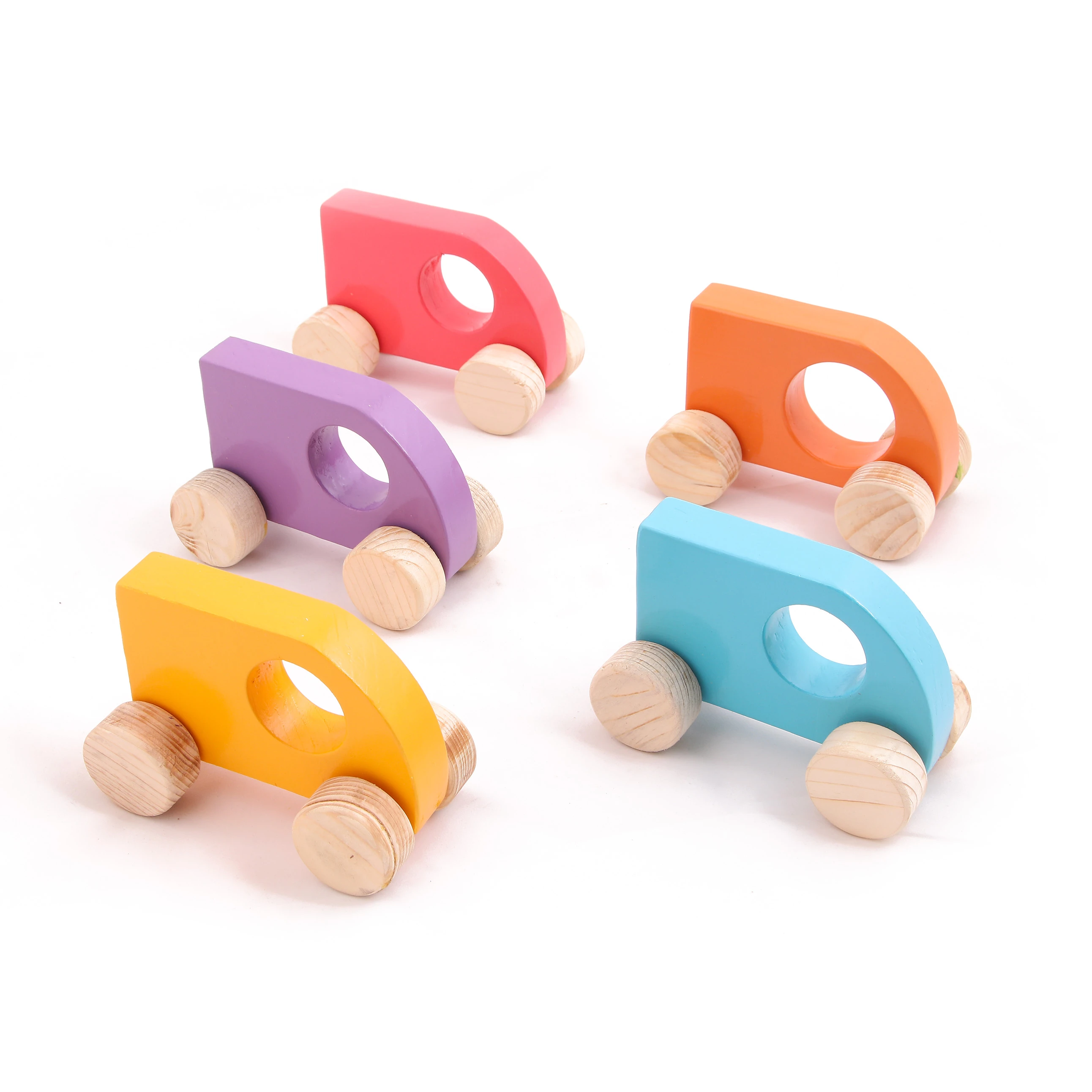 Opa Toys Wooden Push Toy Mini Sumo Cars Set for Kids – Small Size (5 Pieces)