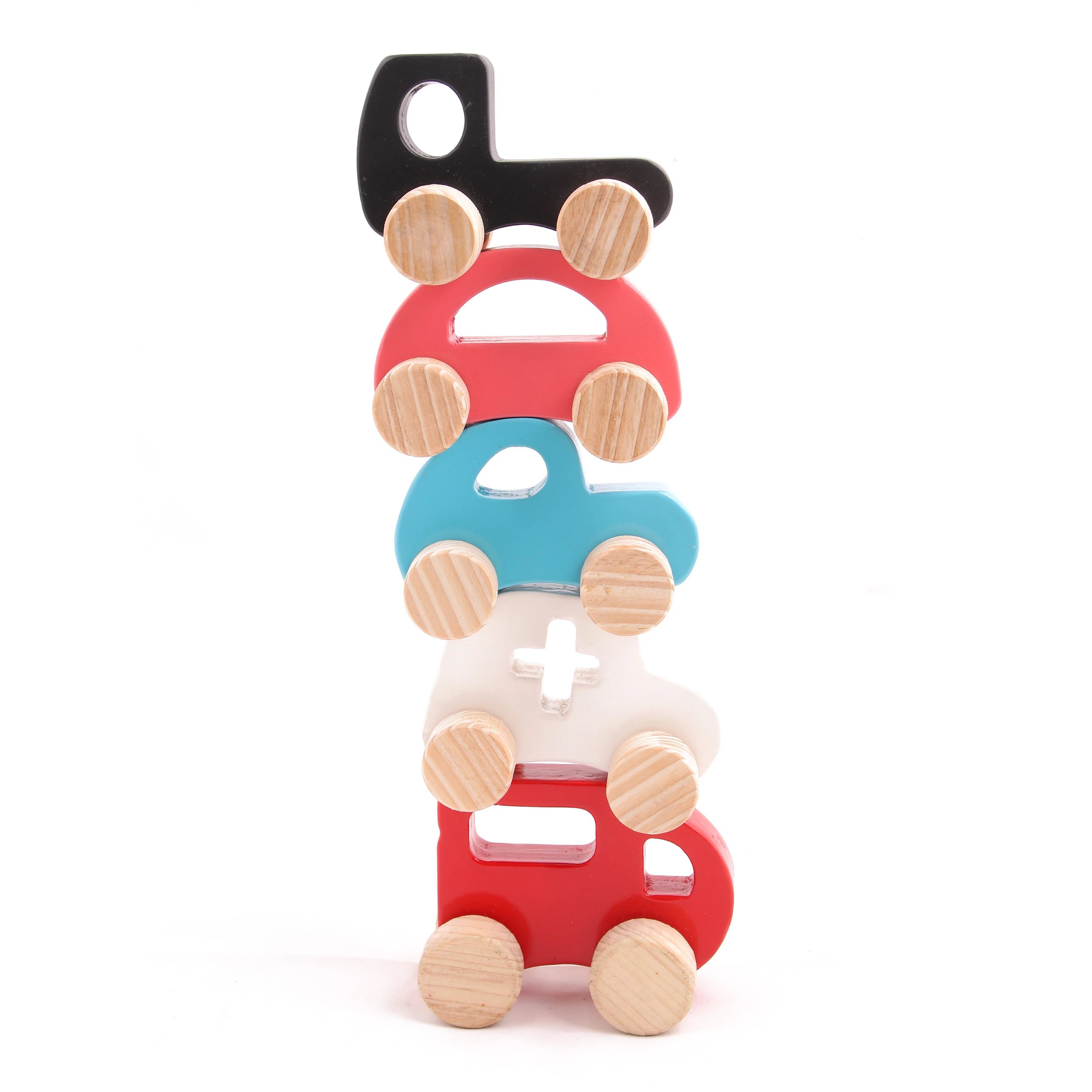 Opa Toys Wooden Push Toy Emergency Vehicle Set for Kids – Small Size (6 Pieces) 