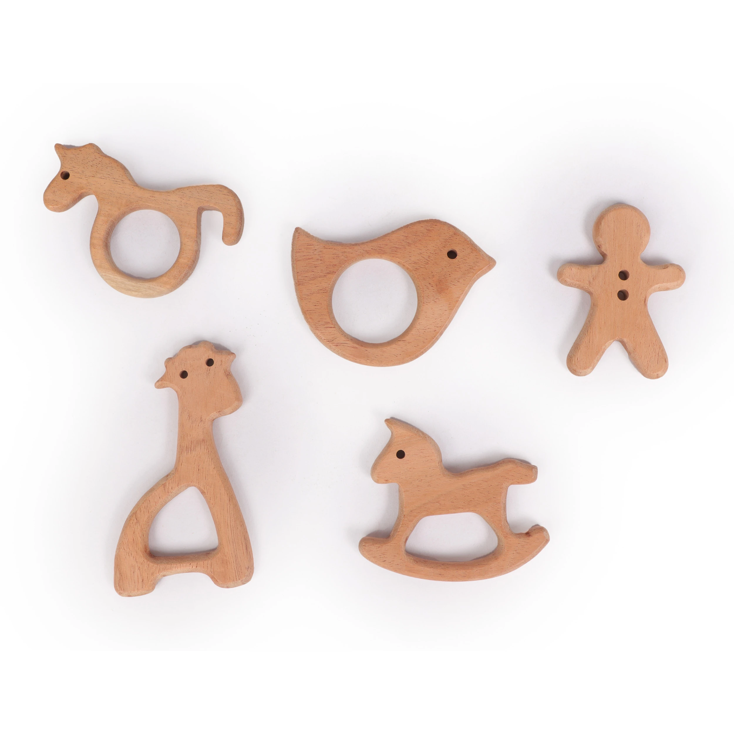 Opa Toys Wooden Neem Teethers Combo – 5 Pieces Eco-Friendly Baby Teething Toy Se