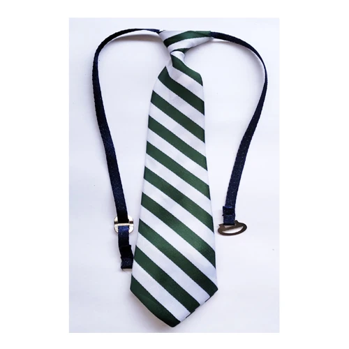 School Tie Green & White Equal lined Striped Necktie Medium Size for Students