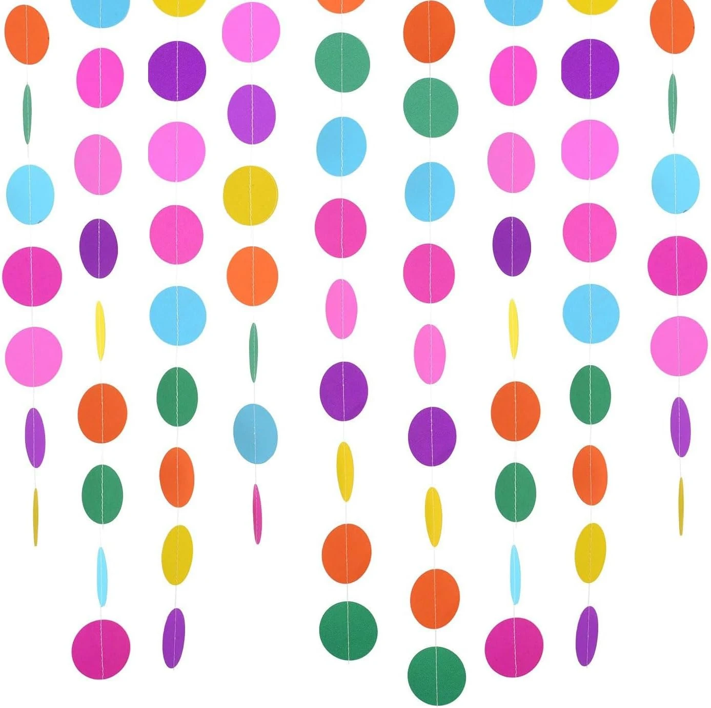 Colourful Circle Paper Garland, Party Decorations, Multi-Colour
