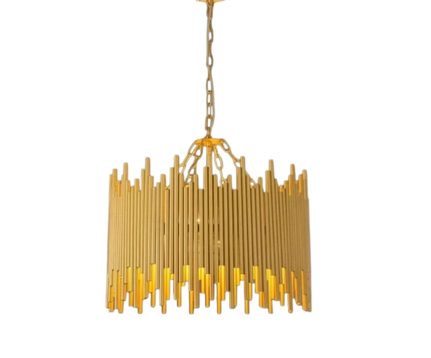 "ALLAIL DESTINATION Modern Gold Drum Chandelier, 21.3-Inch Diameter Pendant Ligh