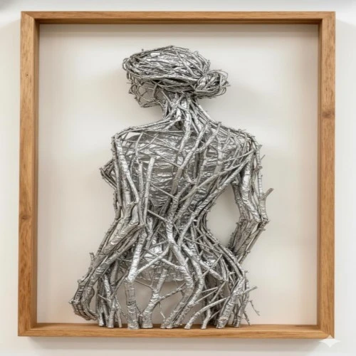 "ALLAIL DESTINATION Modern Abstract Metal Wall  Art, Silver Human Form Sculpture