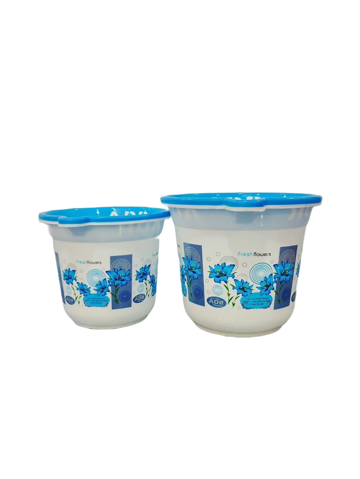 Plastic Water Mug with Handle Combo – Floral Design White and Blue (Assorted Col