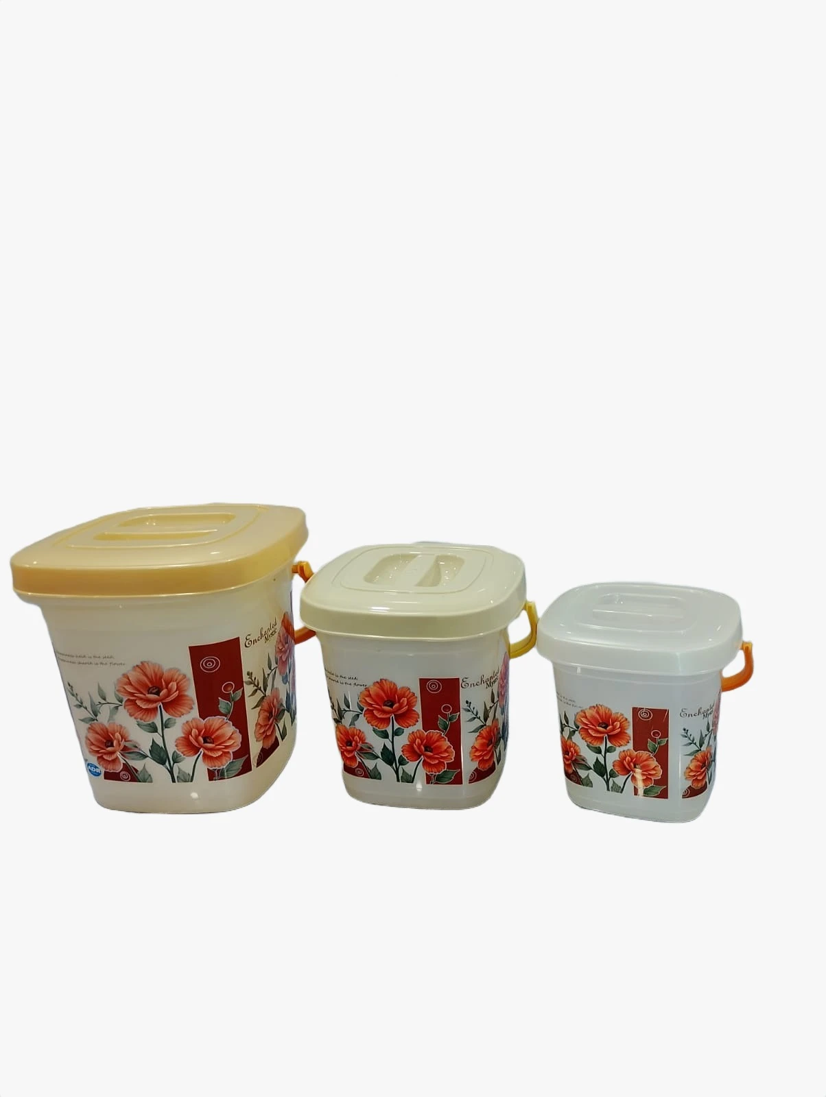 Combo of 3 Plastic Container Buckets 9 L, 5 L & 3 L (Orange)
