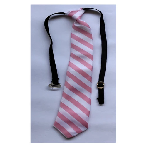 School Tie Pink & White Equal lined Striped Necktie Medium Size for Students