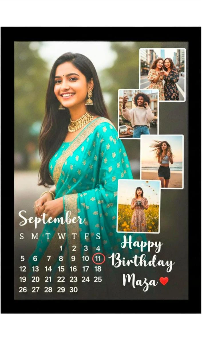 Personalised Birthday Calendar & Photo Collage Poster A4 size