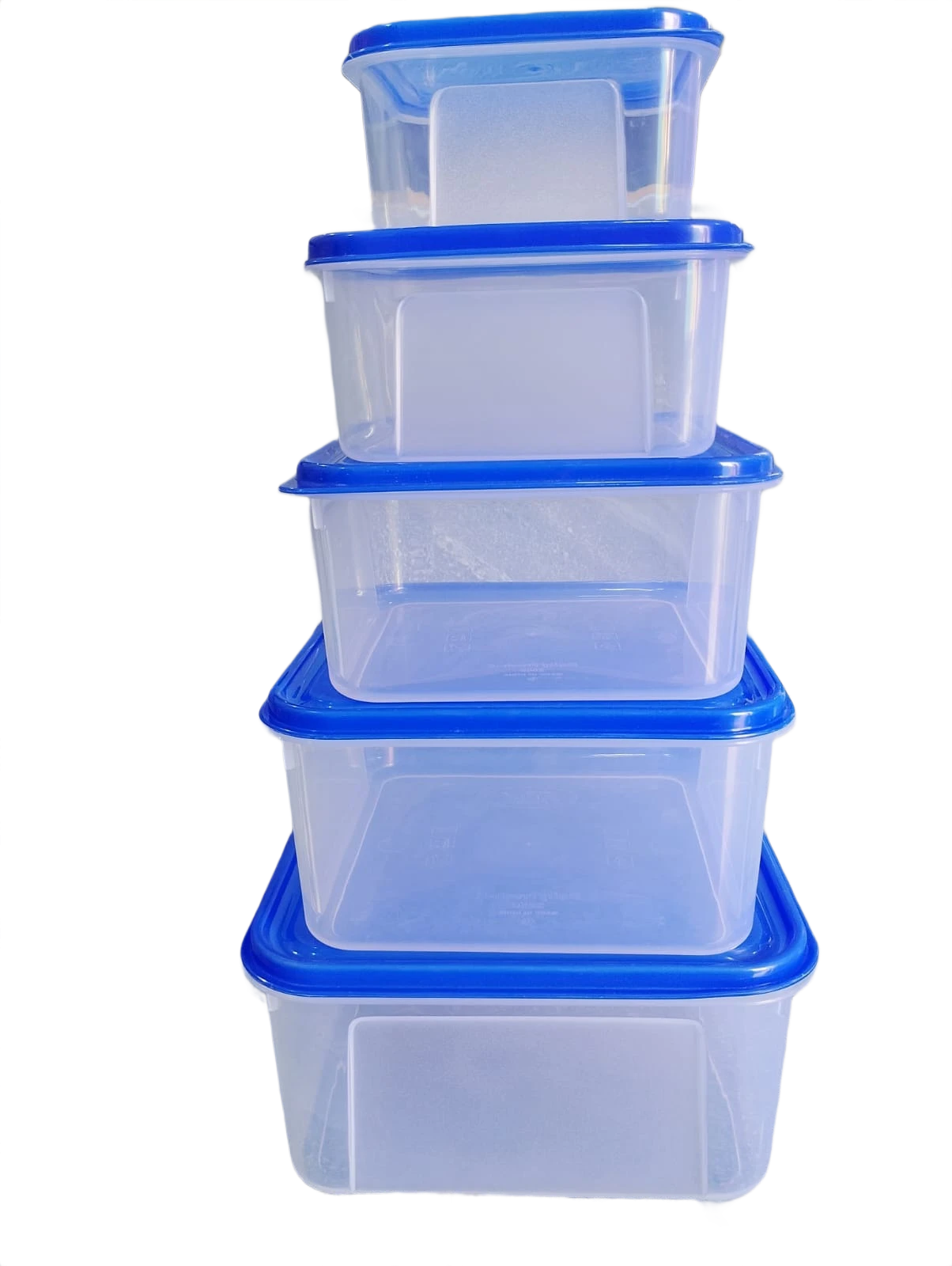 Plastic Container - 500 ml, 600 ml, 1200 ml, 2000 ml, 3250 ml (Pack of 5, Blue)