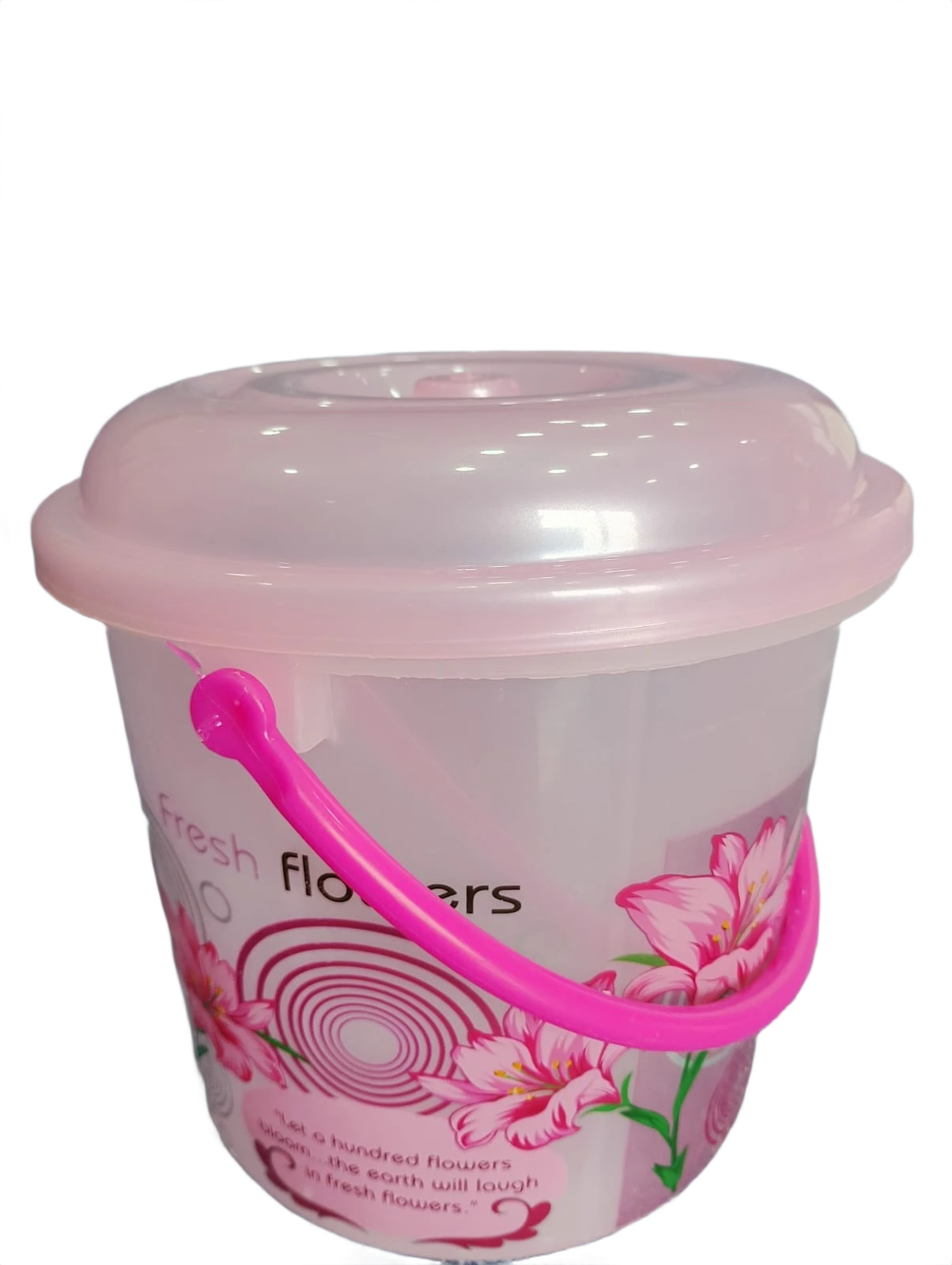 Multipurpose Plastic Storage Bucket with Lid & Handle -  3 Litre  Pink